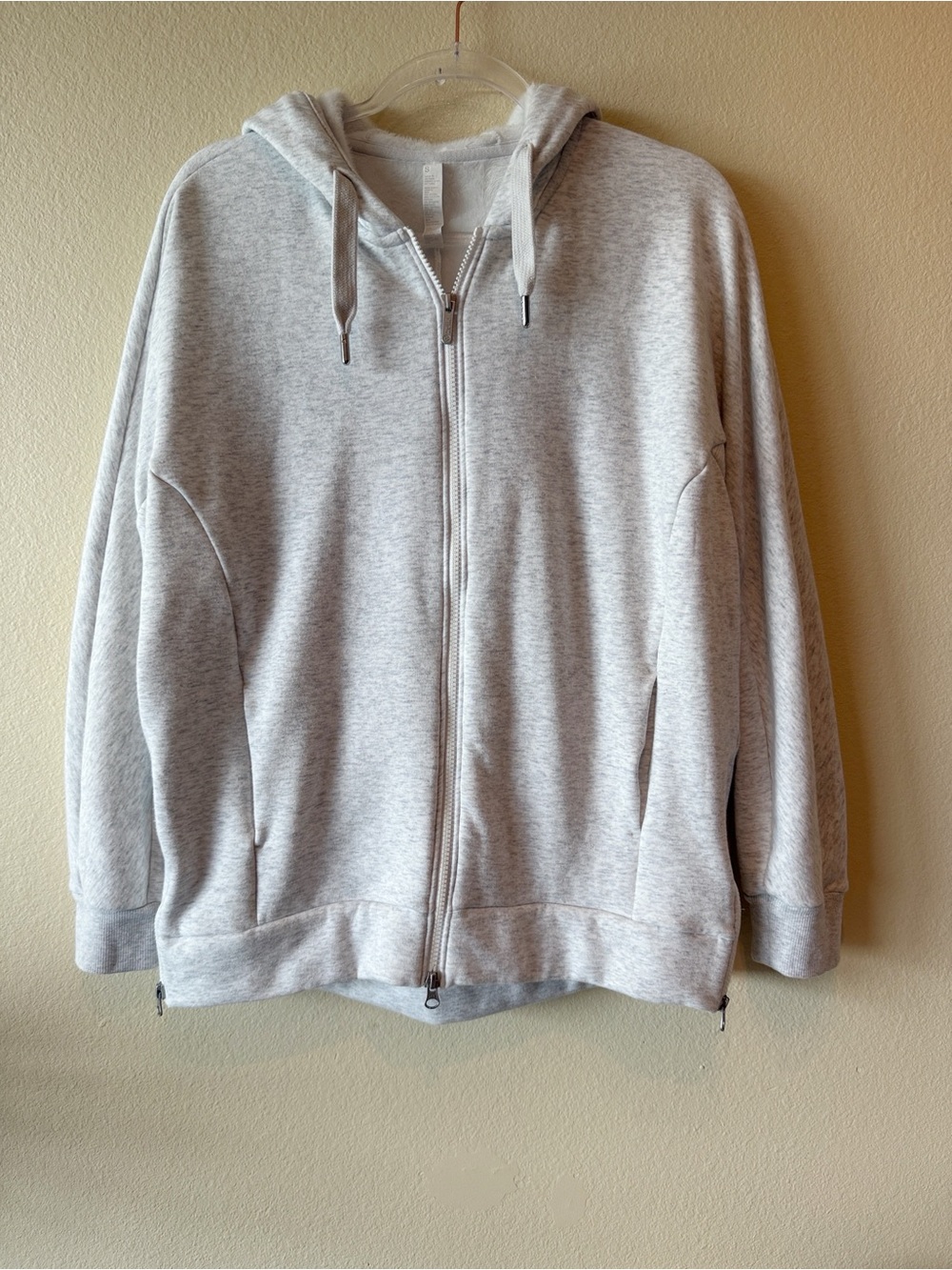 Zella Fleece Lined Side Slit Zip Hoodie Jacket